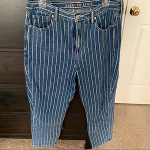 american eagle outfitters striped mom jeans